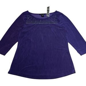NWT! Susan Lawrence Purple Top, XL